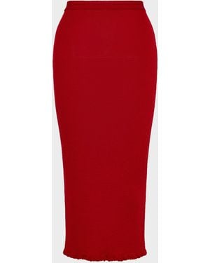 Maison Margiela Ribbed Wool Midi Skirt - Red