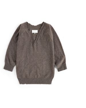 Maison Margiela Draped V-Neck Sweater - Brown
