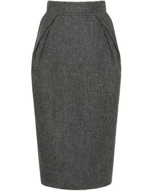 Maison Margiela Wool Midi Skirt - Grey