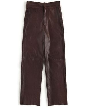 Maison Margiela Fusion Leather Wide-Leg Pants - Brown