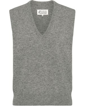 Maison Margiela Wool V-Neck Gilet - Gray