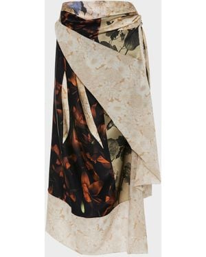 Maison Margiela Silk Floral Midi Skirt - White