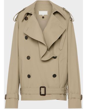 Maison Margiela Folded Collar Cotton Caban - Natural
