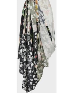 Maison Margiela Silk Floral Draped Skirt - Black