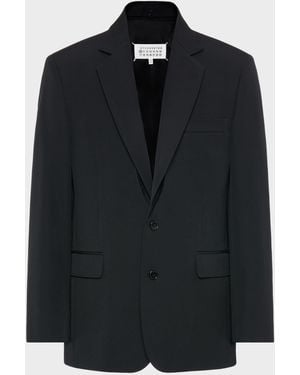 Maison Margiela Folded Collar Wool Blazer - Black