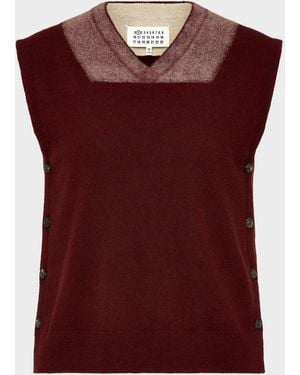 Maison Margiela Two-Tone Virgin Wool Vest - Red