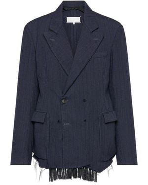 Maison Margiela Wool Pinstripe Jacket - Blue
