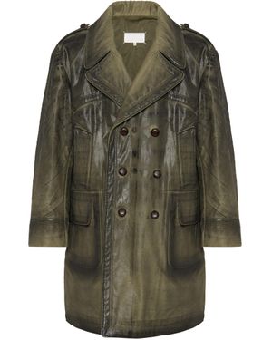 Maison Margiela Foil-Print Caban Coat - Green