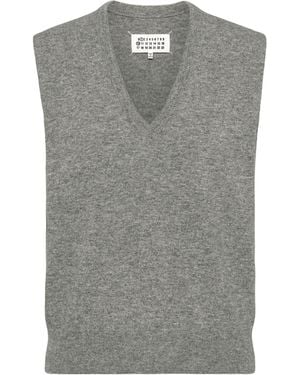 Maison Margiela Wool V-Neck Gilet - Gray