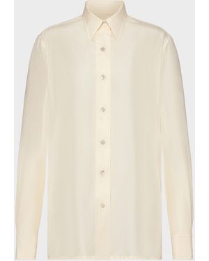 Maison Margiela Silk Long-Sleeve Shirt - Natural