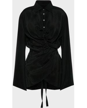 Maison Margiela Ruched Wrap Shirt - Black