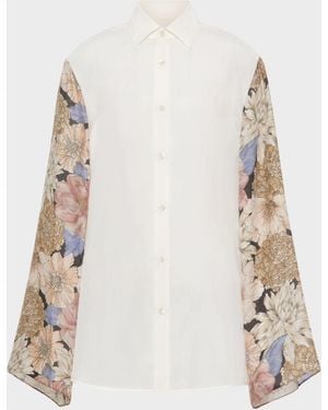 Maison Margiela Silk Floral Shirt - White