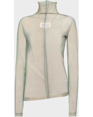 Maison Margiela Shimmer Knit Draped Longsleeve - Natural
