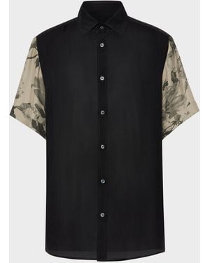 Maison Margiela Floral Sleeve Silk Shirt - Black