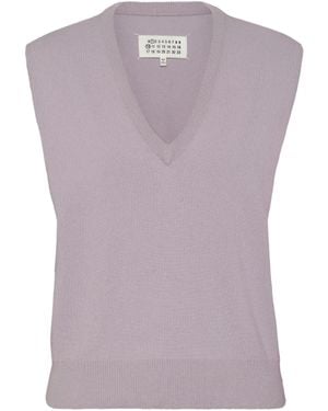 Maison Margiela Wool V-Neck Gilet - Purple