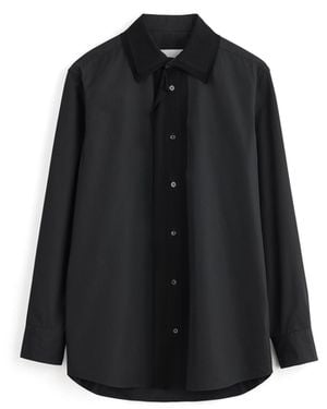 Maison Margiela Fusion Velvet Placket Cotton Shirt - Black