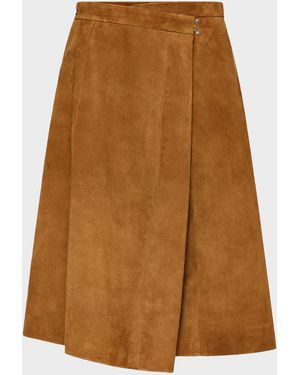 Maison Margiela Wrap Suede Midi Skirt - Brown