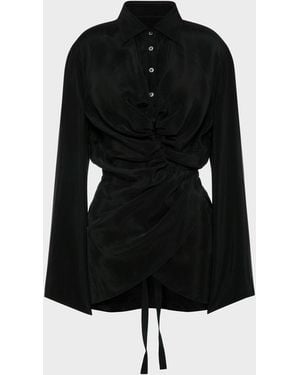 Maison Margiela Ruched Wrap Shirt - Black