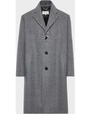 Maison Margiela Folded Collar Wool Overcoat - Grey