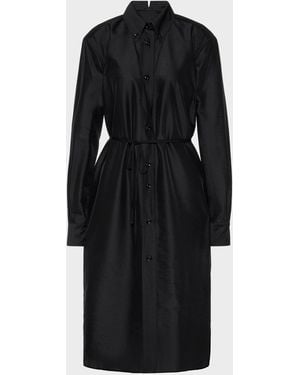 Maison Margiela Virgin Wool Midi Shirt Dress - Black