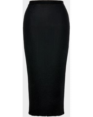 Maison Margiela Ribbed Wool Midi Skirt - Black