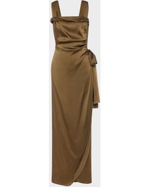 Maison Margiela Silk Satin Maxi Dress - Green