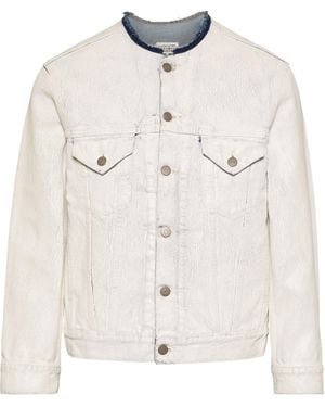 Maison Margiela Veste Sans Col En Denim, Homme, Taille - Blanc
