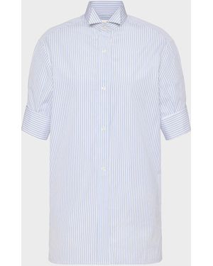 Maison Margiela Striped Cotton Short-Sleeve Shirt - White