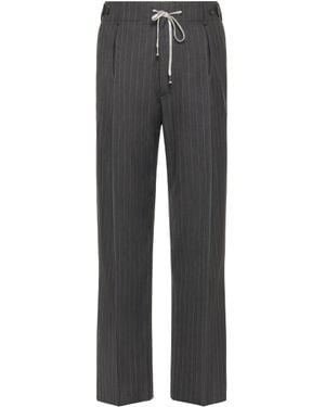 Maison Margiela Pinstripe Wool Drawstring Trousers - Grey