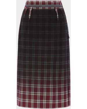 Maison Margiela Faded Check Wool Skirt - Grey