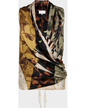 Maison Margiela Draped Silk Top - White