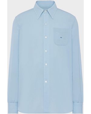 Maison Margiela Virgin Wool Long-Sleeved Shirt - Blue
