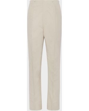 Maison Margiela Creased Cotton Silk Trousers - Natural