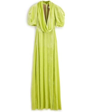 Maison Margiela Puff-Sleeve Velvet Cowl Maxi Dress - Green