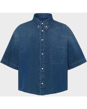 Maison Margiela Cropped Denim Shirt - Blue