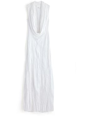 Maison Margiela Cowl-Neck Crinkled Maxi Dress - White