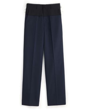 Maison Margiela Assemblage Contrast Waistband Wool Trousers - Blue