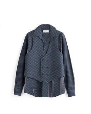 Maison Margiela Assemblage Silk Print Shirt - Blue