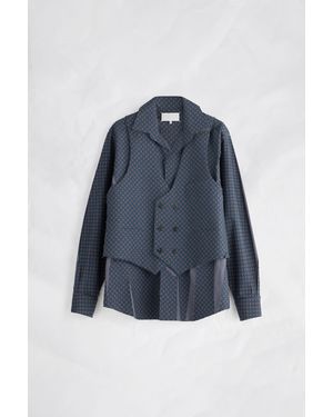 Maison Margiela Assemblage Silk Print Shirt - Blue