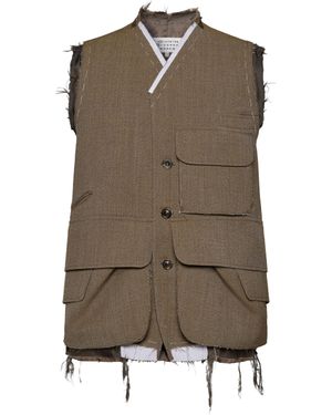 Maison Margiela Sleeveless Wool Jacket - Brown