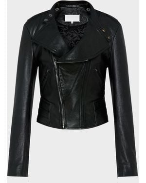Maison Margiela Folded Collar Leather Jacket - Black