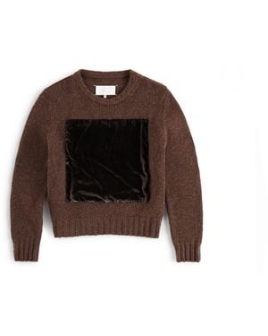 Maison Margiela Velvet-Panel Wool Sweater - Brown
