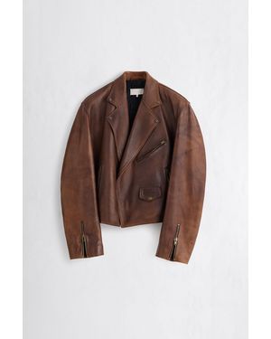 Maison Margiela Biker-Lederjacke, Mann, Größe - Braun
