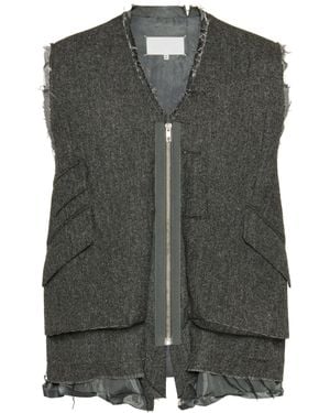 Maison Margiela Wool Zip Gilet - Green
