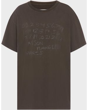 Maison Margiela Numerical Cotton T-Shirt - Brown