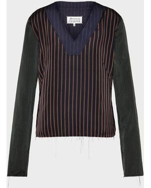 Maison Margiela Printed Long-Sleeve Top - Blue