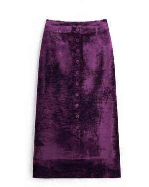 Maison Margiela Button-Front Velvet Midi Skirt - Purple