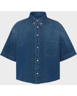 Maison Margiela Cropped Denim Shirt - Blue