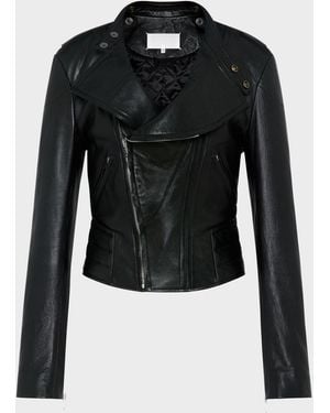 Maison Margiela Folded Collar Leather Jacket - Black