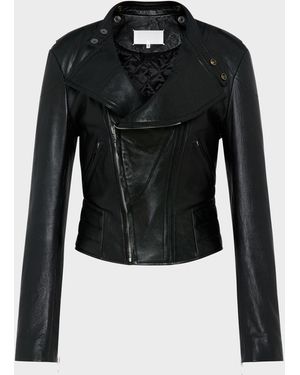 Maison Margiela Folded Collar Leather Jacket - Black